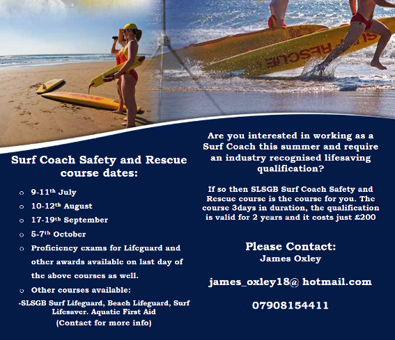 Upcoming SLSGB Surf rescue courses and proficiency exams at Surf Steps!
